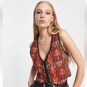 Free People Gemini printed vest in terracotta